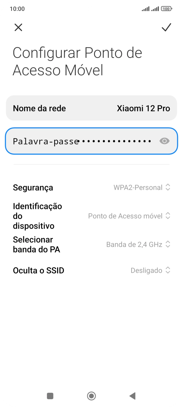 Prima Nome da rede, e introduza o nome pretendido do hotspot Wi-Fi.