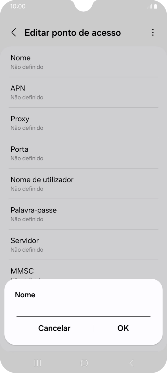 Introduza Vodafone Internet e prima OK.