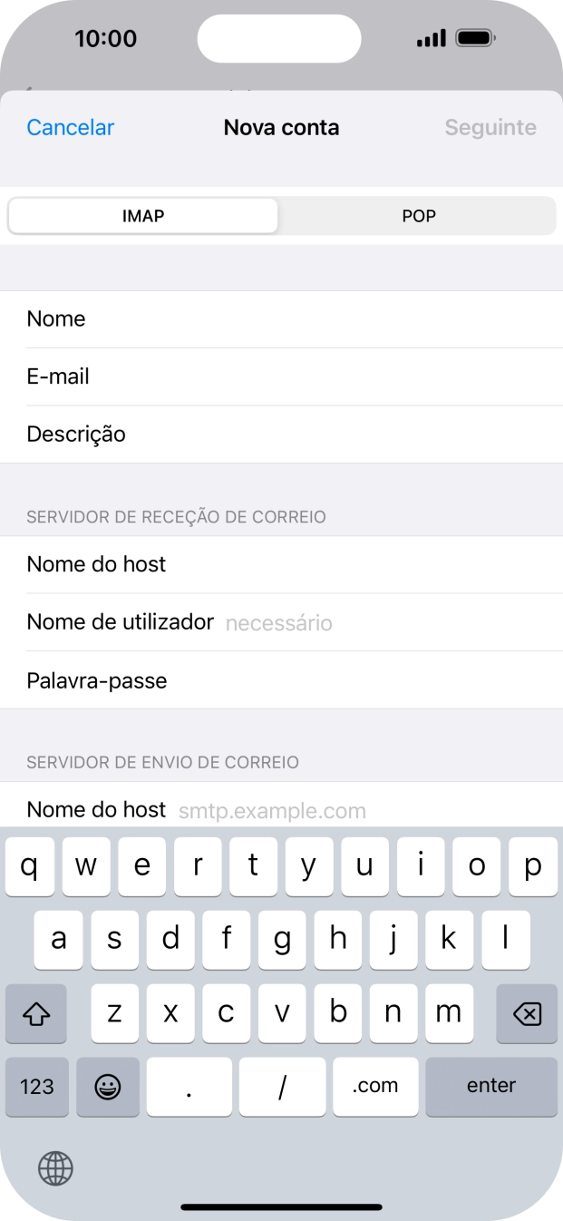 Prima Nome de utilizador e introduza o nome de utilizador da sua conta de e-mail.