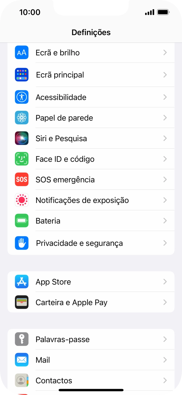 Prima Face ID e código.