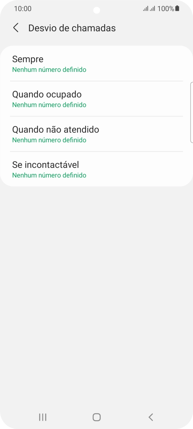 Prima o tipo de desvio pretendido.