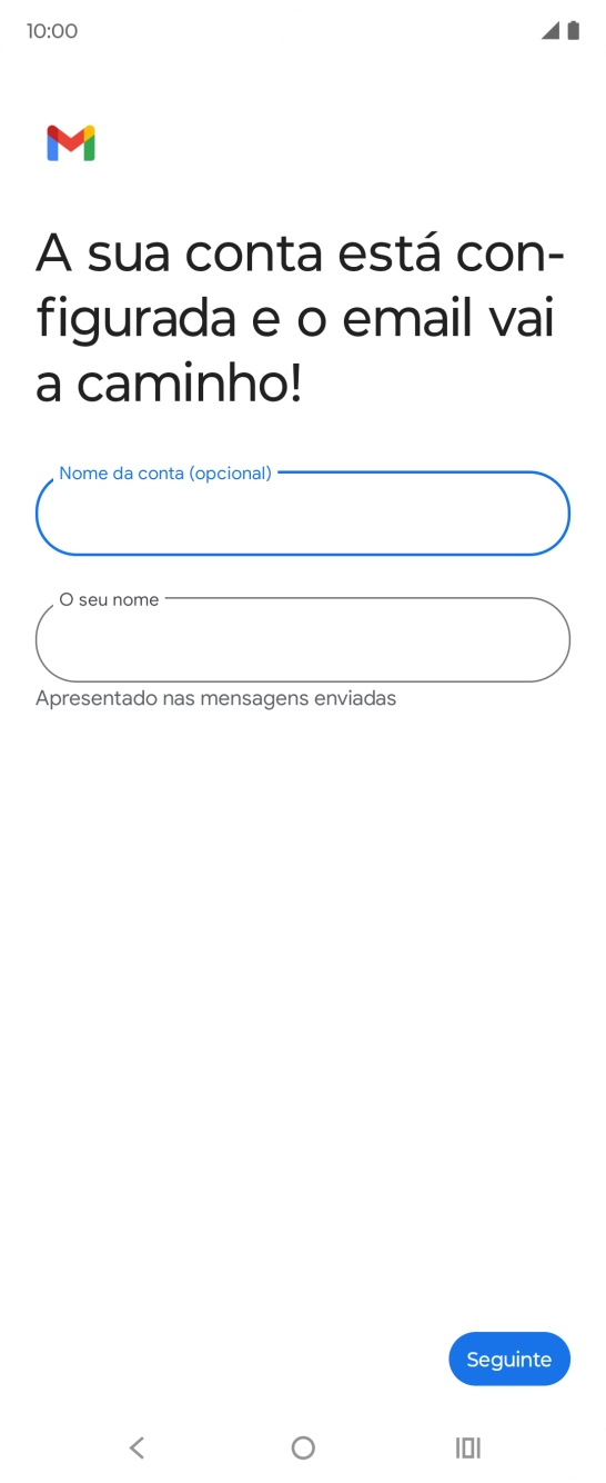 Prima O seu nome e introduza o nome do remetente pretendido.