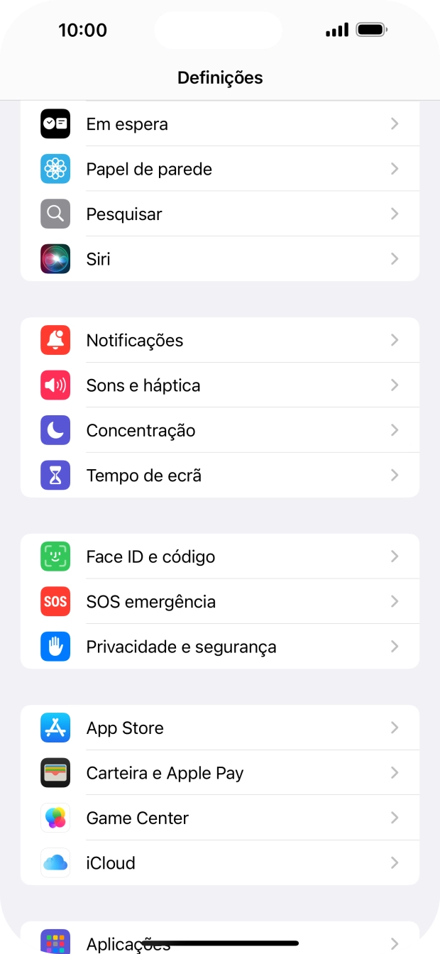 Prima Face ID e código.