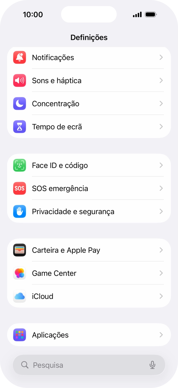 Prima Face ID e código.