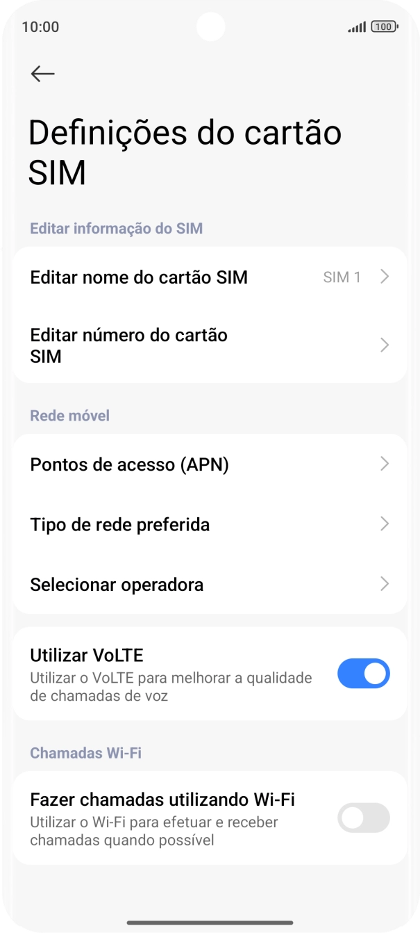 Prima Tipo de rede preferida.