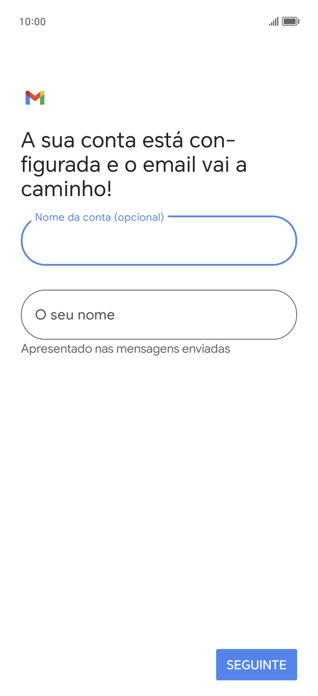 Prima O seu nome e introduza o nome do remetente pretendido.