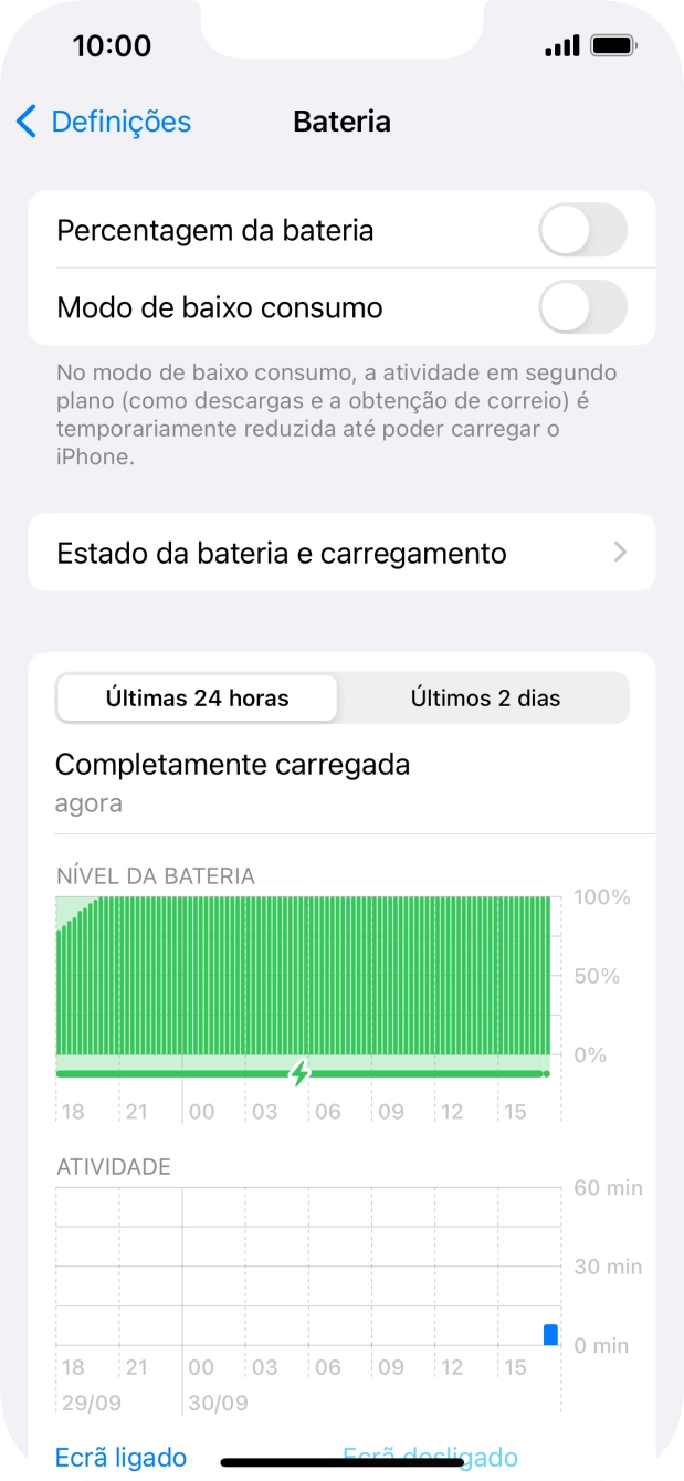 Prima Estado da bateria e carregamento.