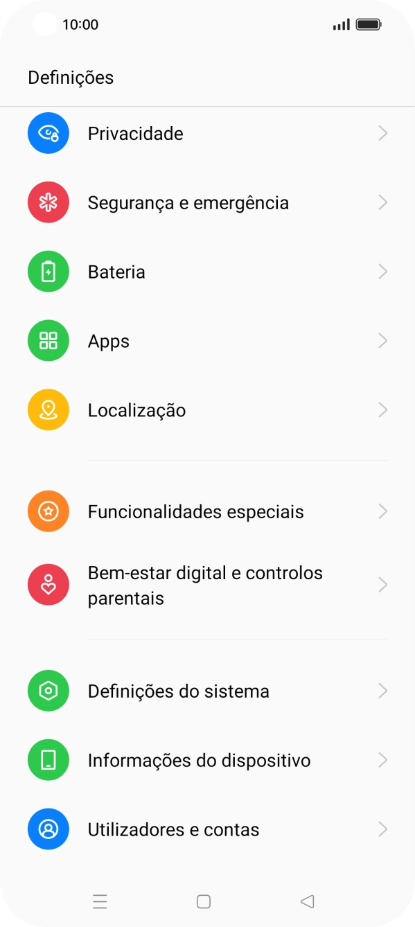 Prima Utilizadores e contas.