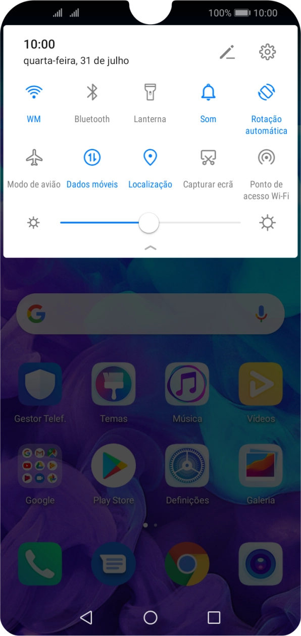 Prima o ícone de perfil as vezes necessárias para ativar ou desativar o perfil silencioso.