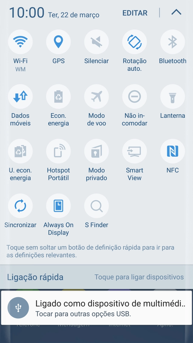 Prima Modo de voo para ativar ou desativar a função.