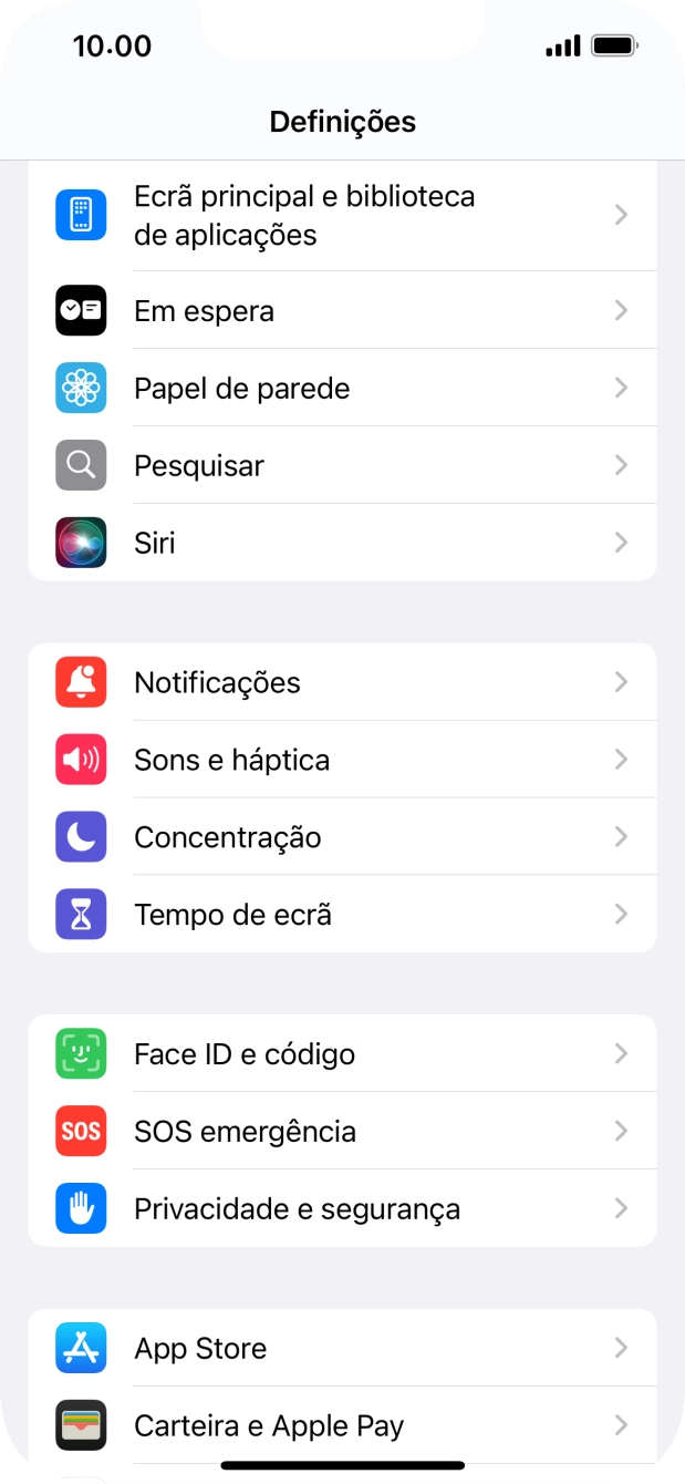 Prima Face ID e código.