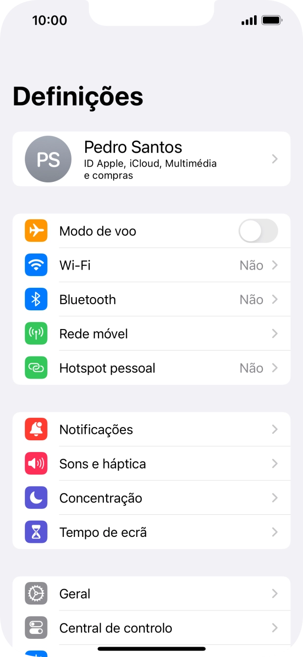 Prima o seu ID Apple.