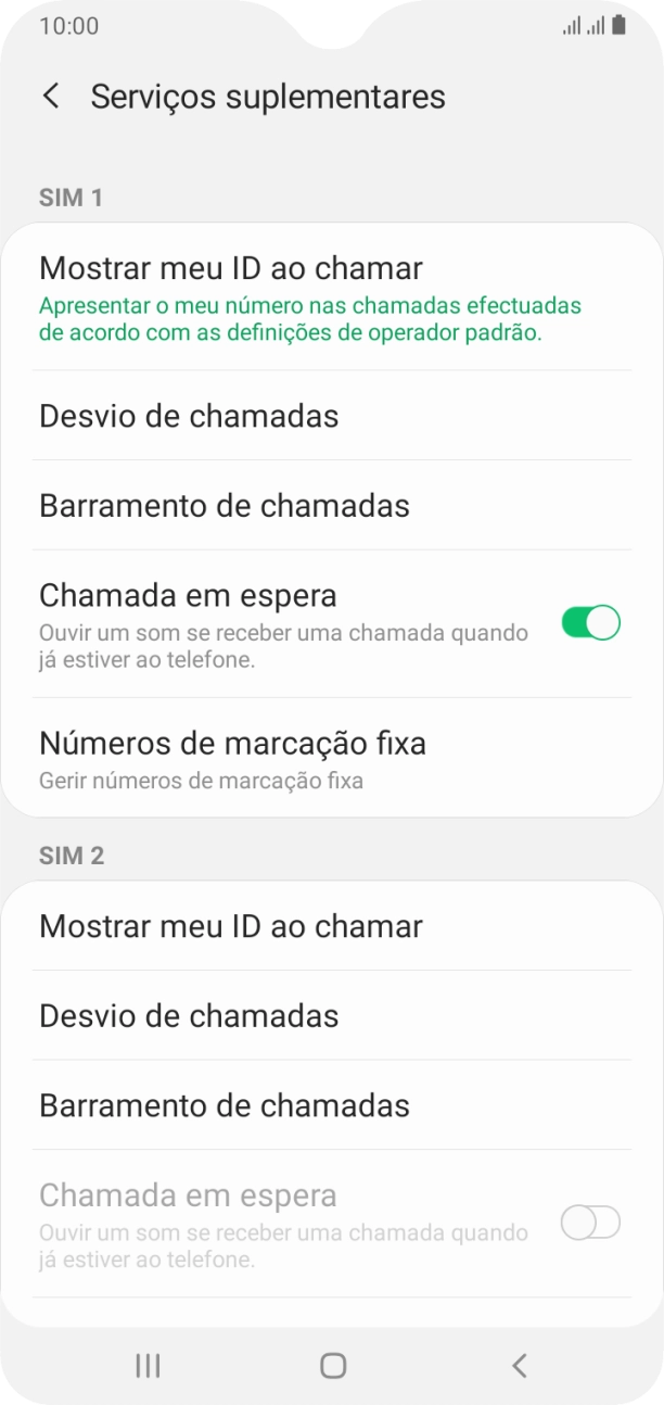 Prima Desvio de chamadas sob o cartão SIM pretendido.