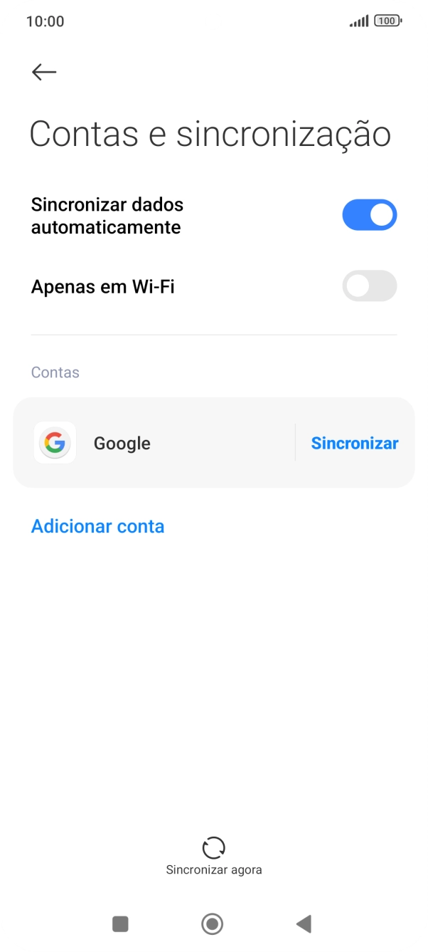 Prima Adicionar conta.