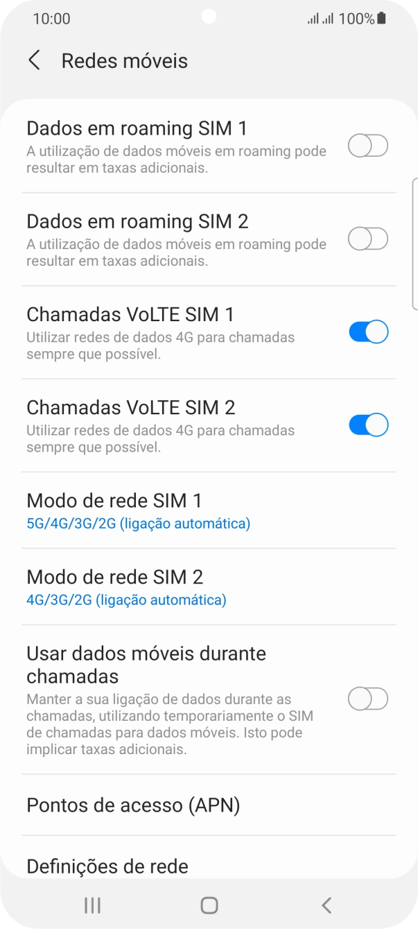 Prima Modo de rede  ‹SIM›.