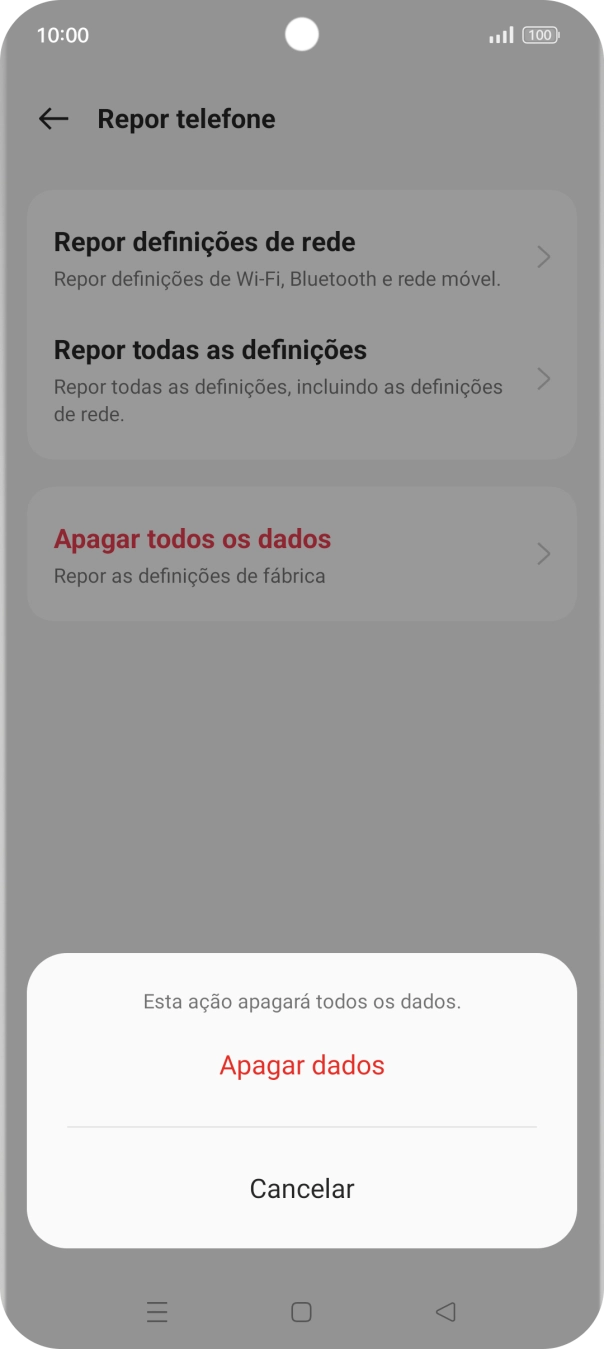 Prima Apagar dados.