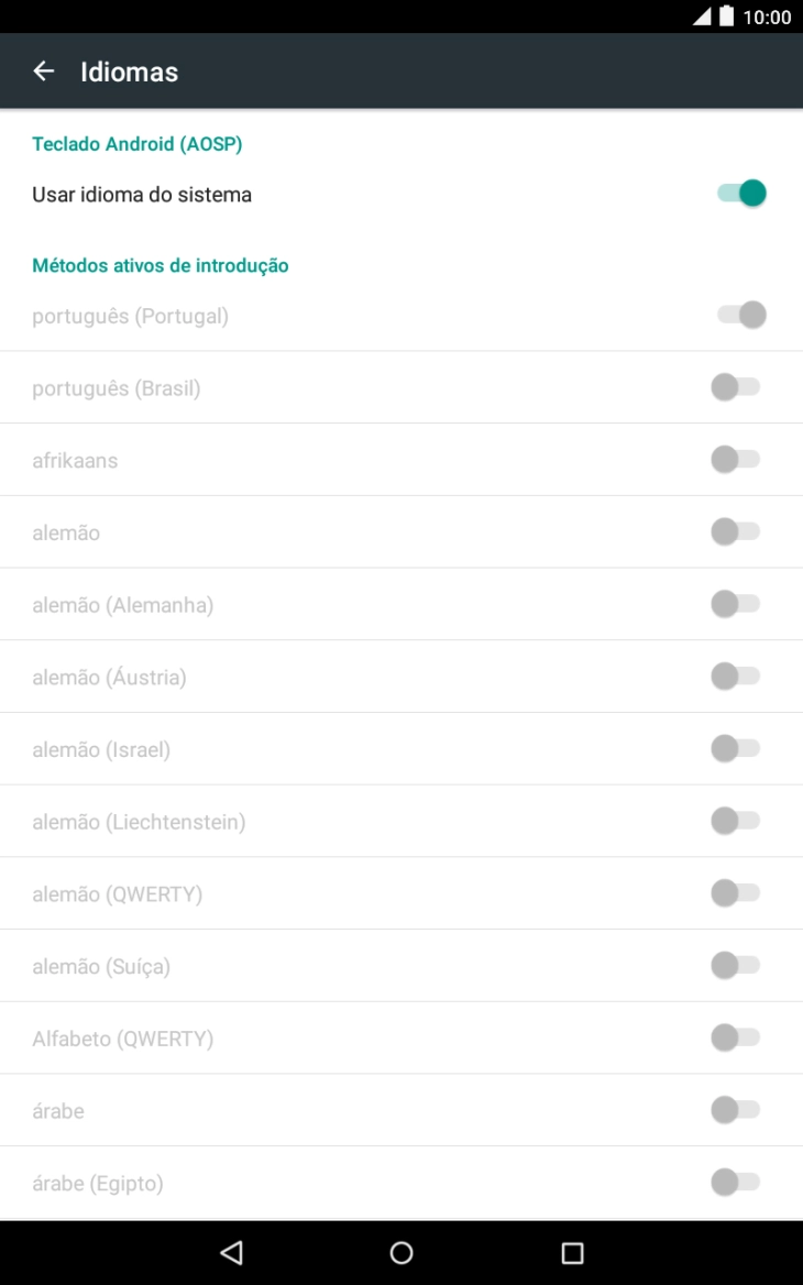 Prima Usar idioma do sistema para desativar a função.