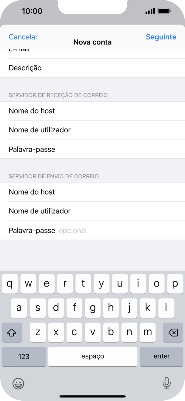 Prima Palavra-passe e introduza a password da sua conta de e-mail na Vodafone.