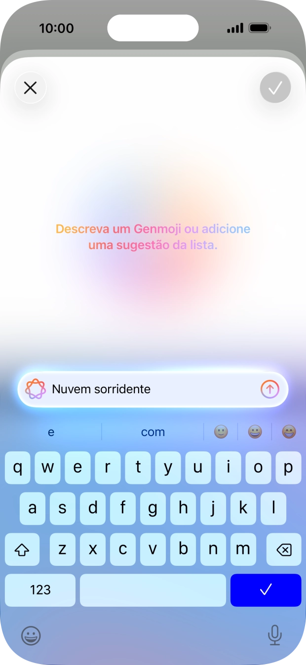 Descreva em palavras suas a aparência do Genmoji e prima a seta para cima.