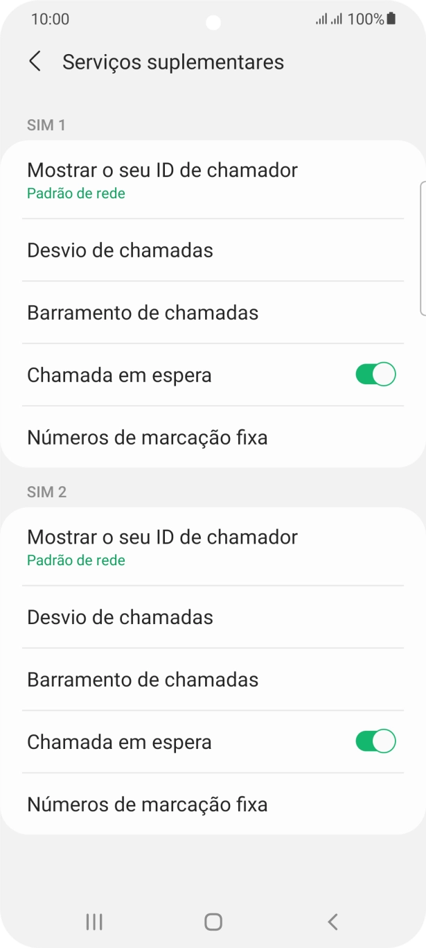 Prima Desvio de chamadas sob o cartão SIM pretendido.
