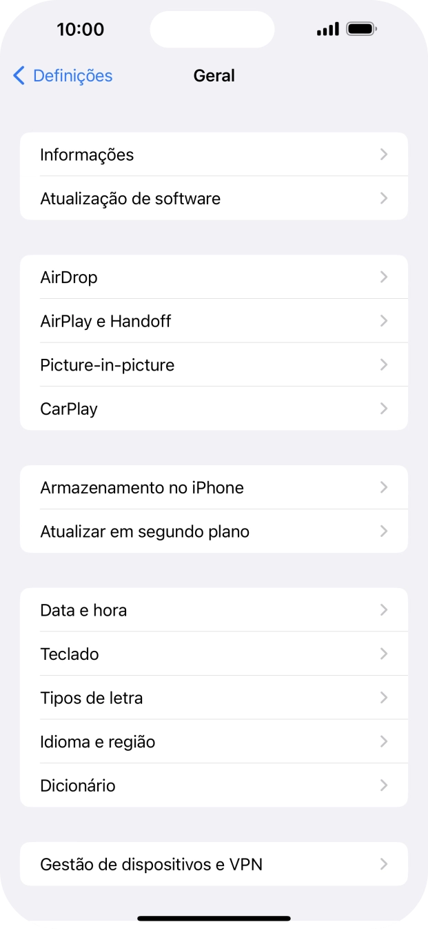 Prima Atualização de software. Se existir uma nova versão de software disponível, será agora indicado no ecrã. Siga as indicações no ecrã para atualizar o software do telefone.