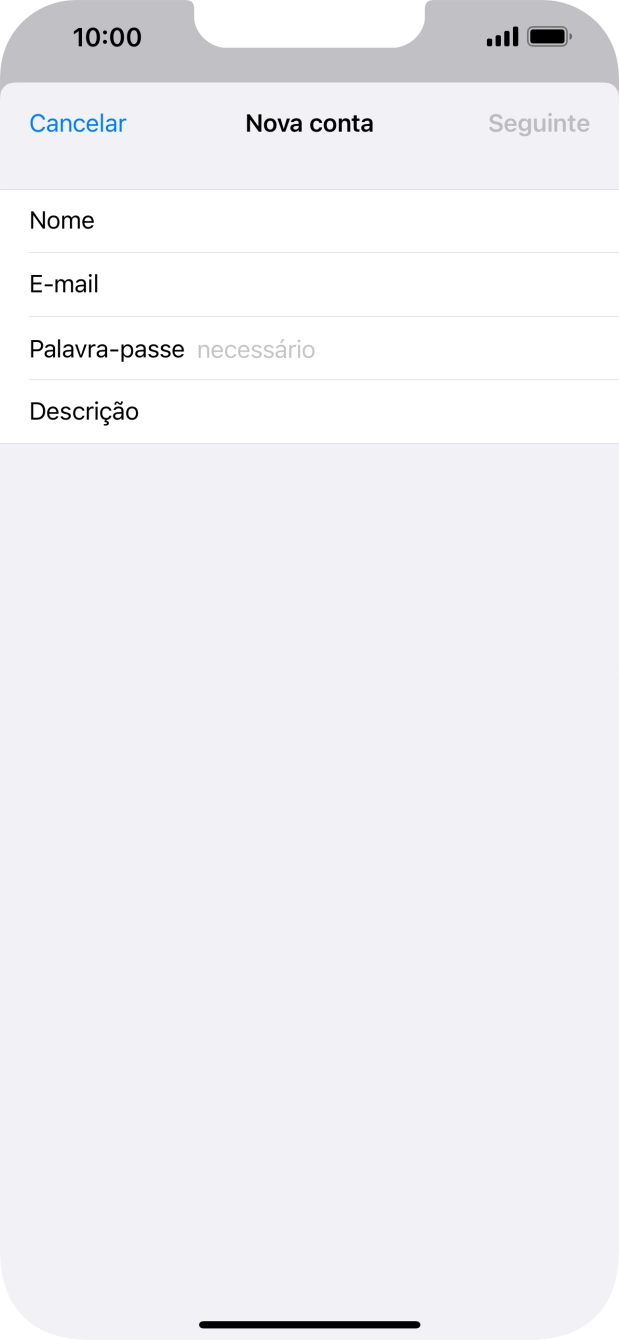 Prima Palavra-passe e introduza a password da sua conta de e-mail na Vodafone.