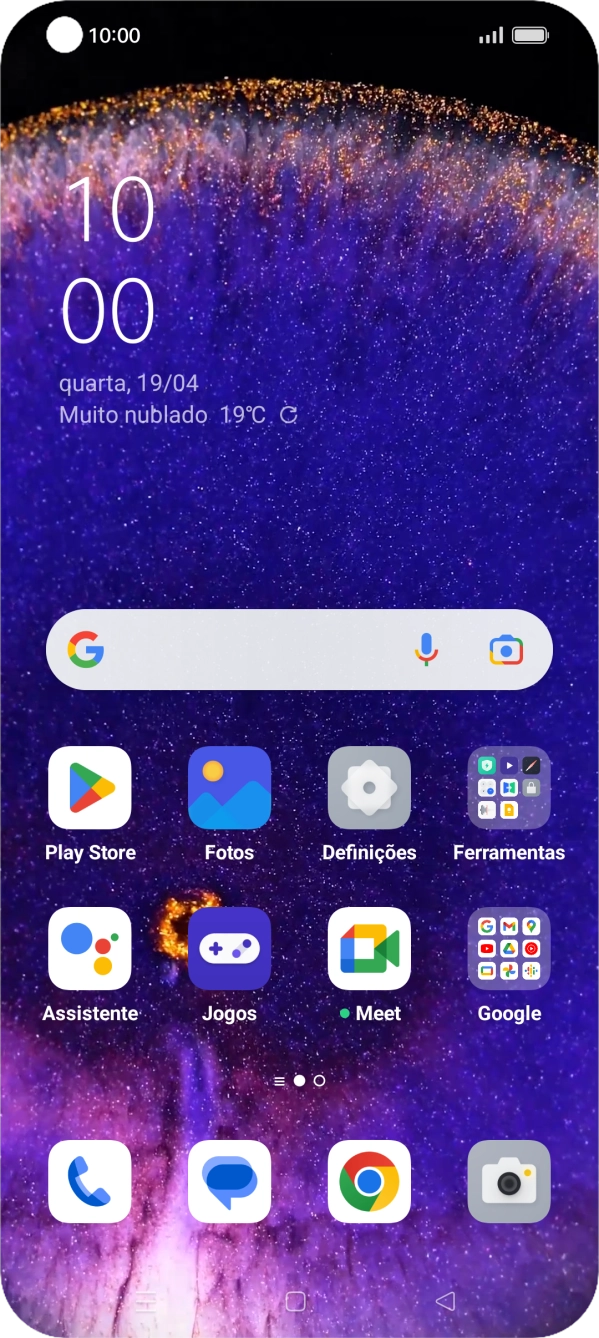 Deslize o dedo para cima no ecrã.