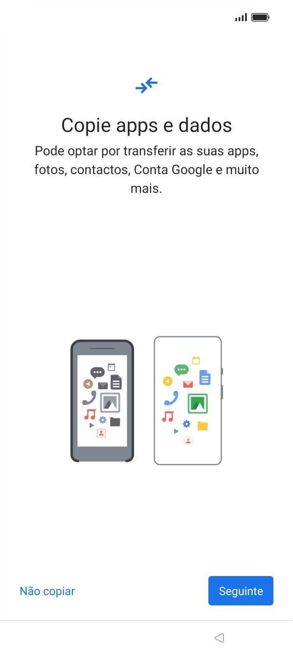 É possível transferir conteúdo de outro telefone quando o telefone for ativado antes da primeira utilização e quando o telefone tiver sido reiniciado. Quando esta imagem for mostrada no ecrã, o telefone está pronto para transferir conteúdo de outro telefone.