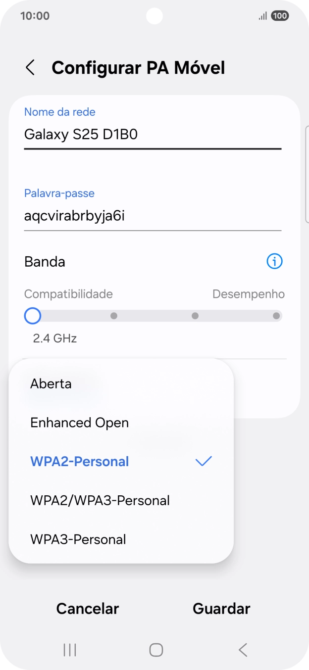 Prima WPA3-Personal para proteger o hotspot Wi-Fi com uma password.