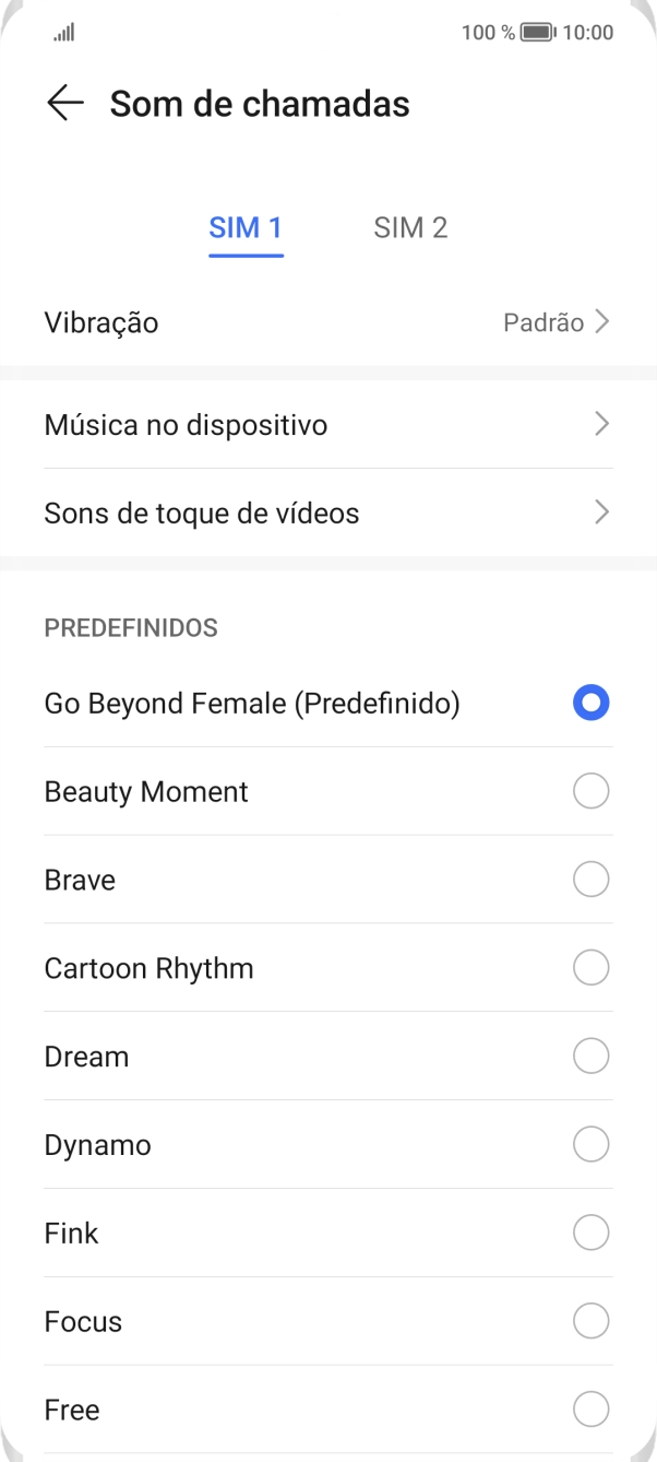 Prima os tons de toque pretendidos para os ouvir.