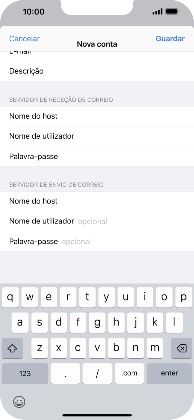 Prima Nome de utilizador e introduza o nome de utilizador da sua conta de e-mail.