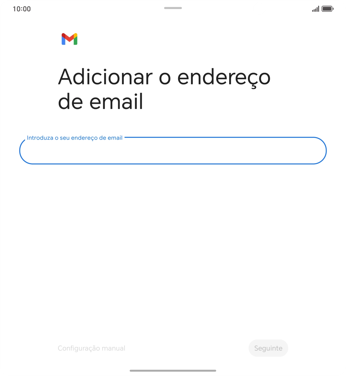Prima Introduza o seu endereço de email e introduza o seu endereço de e-mail Vodafone.