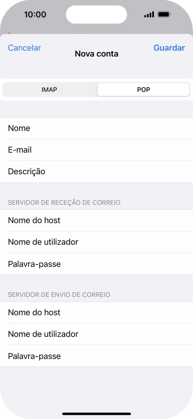 Prima Guardar. A sua conta de e-mail está agora configurada. Se pretender escolher definições adicionais para o servidor de receção e envio, siga os passos seguintes.