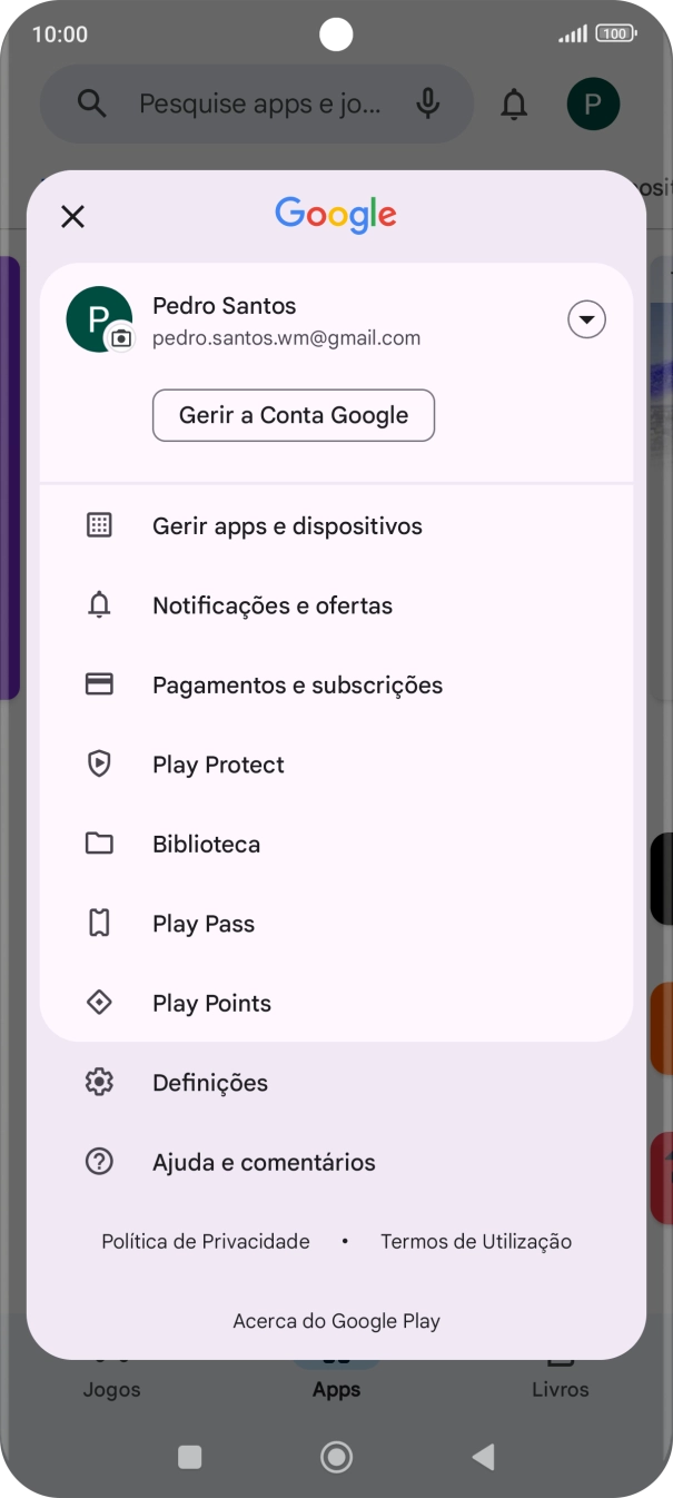 Prima Gerir apps e dispositivos.