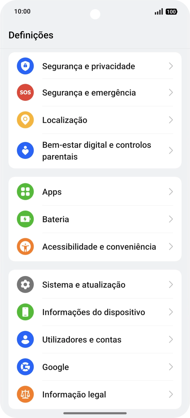 Prima Informações do dispositivo.