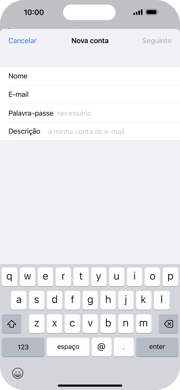 Prima Palavra-passe e introduza a password da sua conta de e-mail na Vodafone.