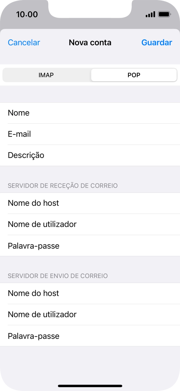 Prima Guardar. A sua conta de e-mail está agora configurada. Se pretender escolher definições adicionais para o servidor de receção e envio, siga os passos seguintes.