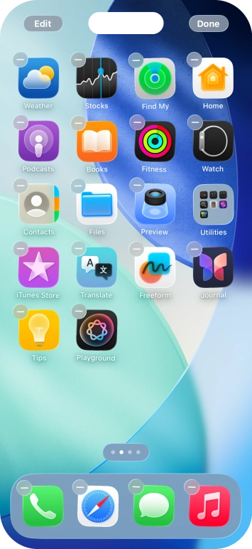 Press the home screen page icon.
