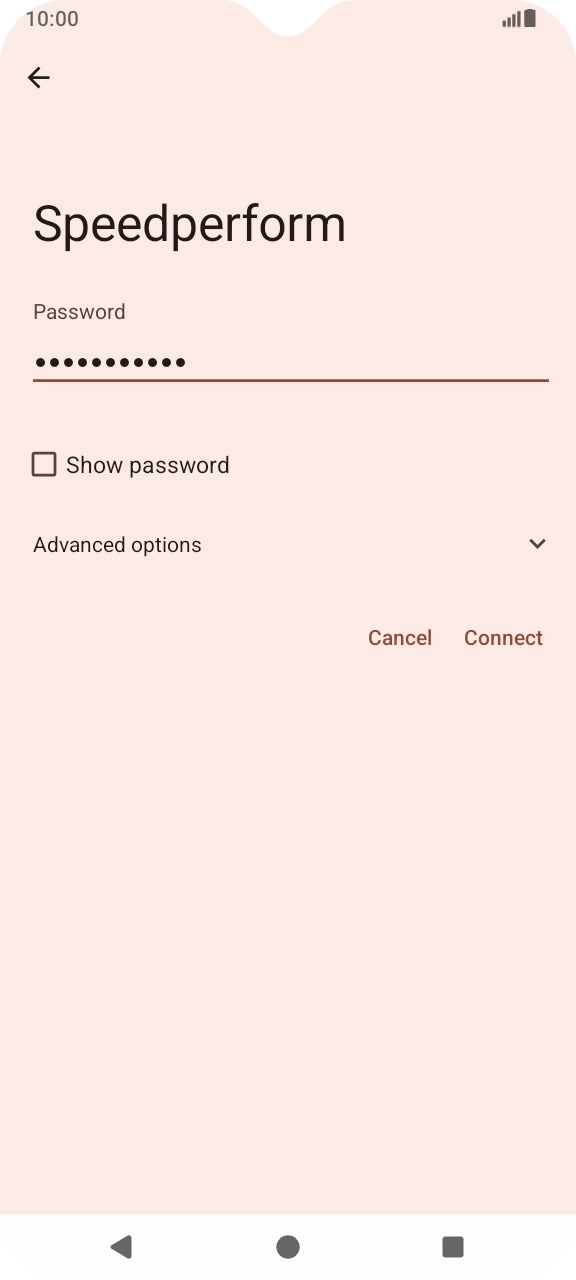 Key in the password for the Wi-Fi network and press Connect.