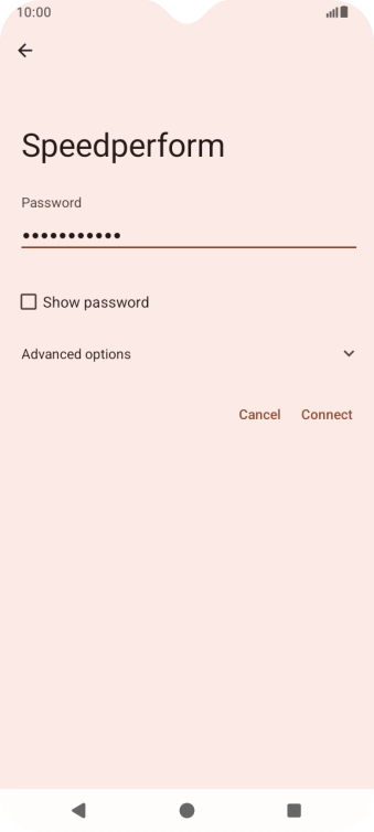 Key in the password for the Wi-Fi network and press Connect.