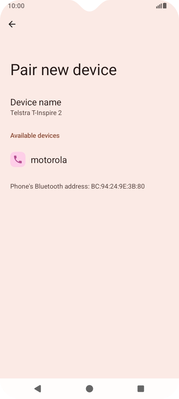 Press the required Bluetooth device and follow the instructions on the screen to pair the device with your phone.