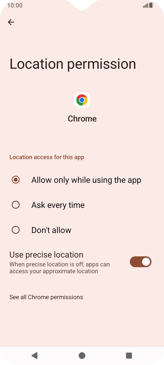 Press the required setting.