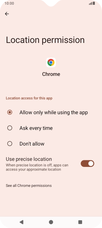 Press the required setting. Press the required setting.