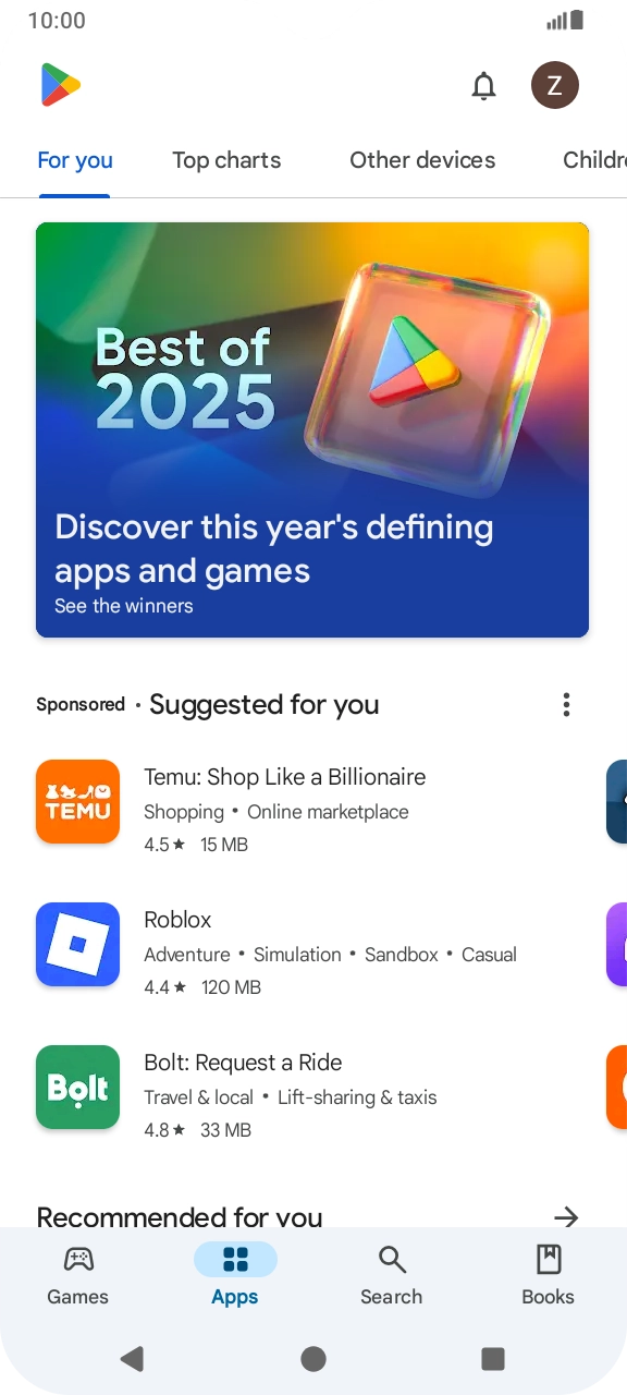 Press the profile icon.