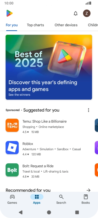 Press the profile icon.