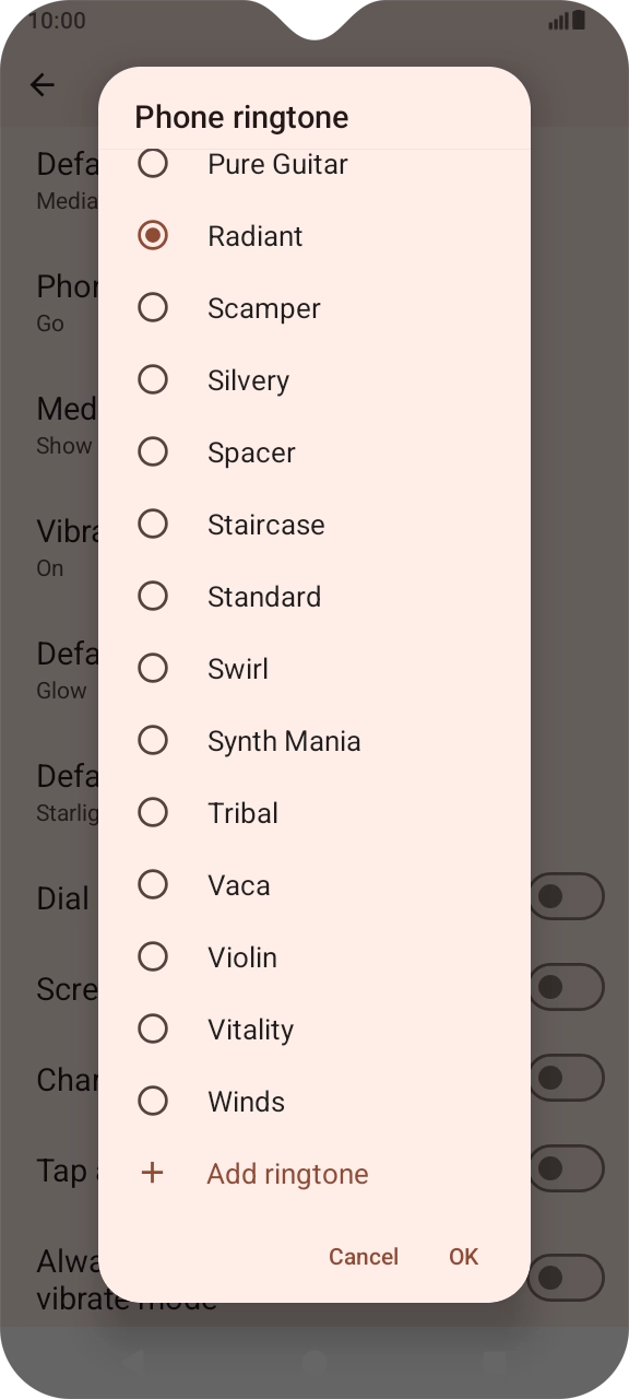 Press Add ringtone to listen to them.