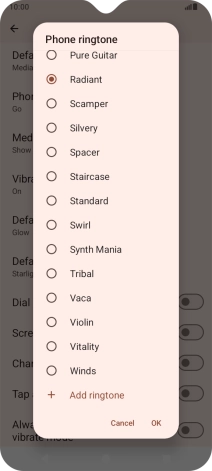 Press Add ringtone to listen to them.