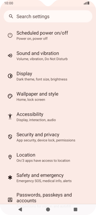 Press Security and privacy.