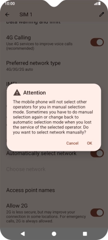 Press the required network.