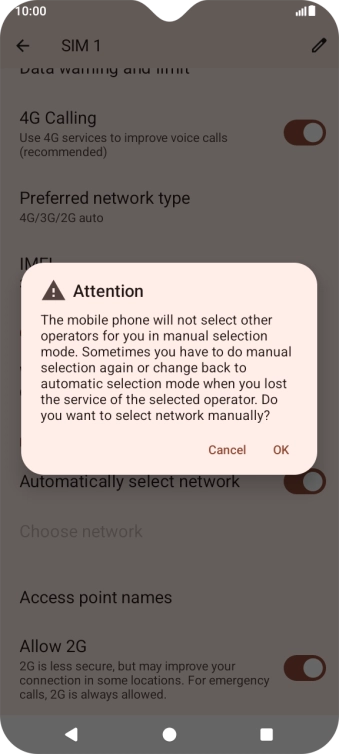 Press the required network.